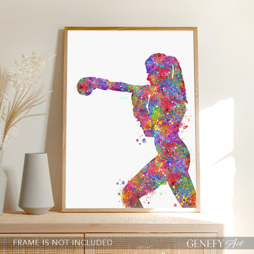 Female Boxer Watercolour Print