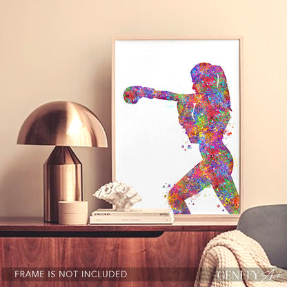 Female Boxer Watercolour Print