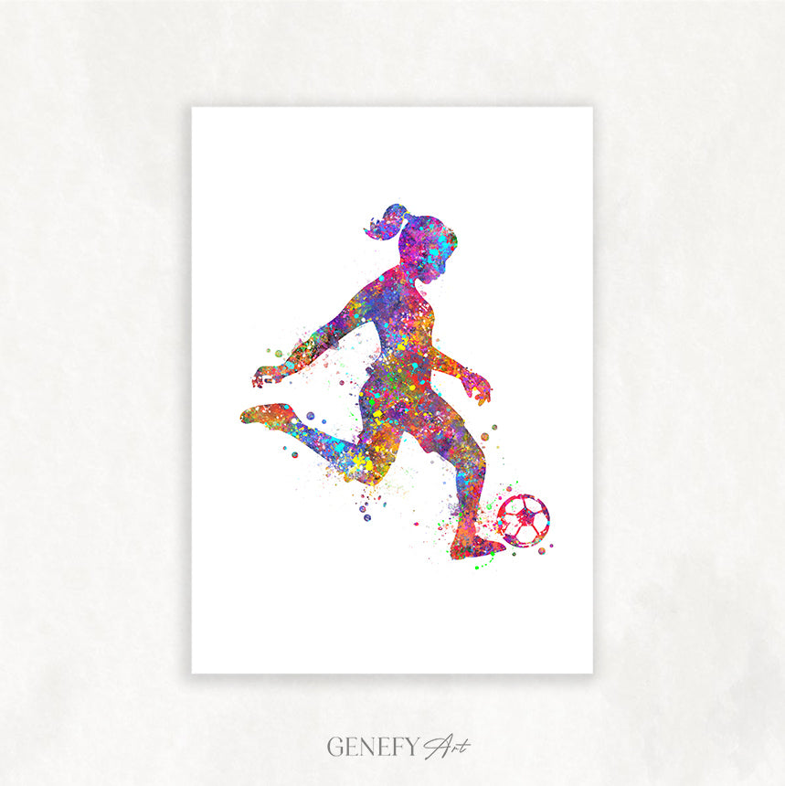 Football Art - Girl Kicking Ball