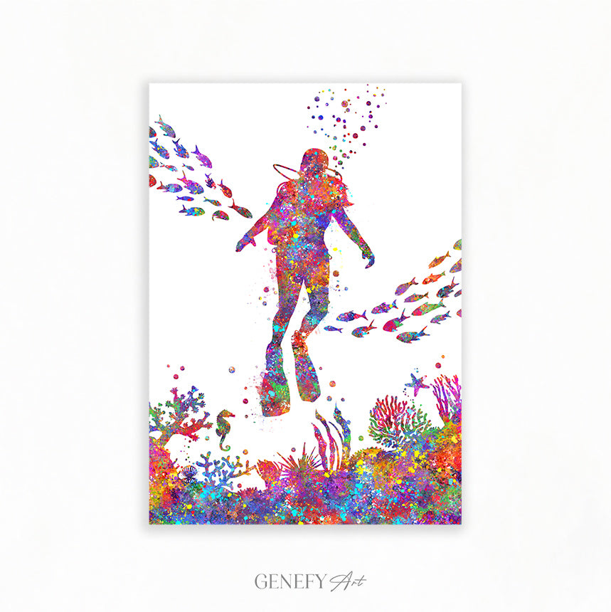 Female Scuba Diver Art Print