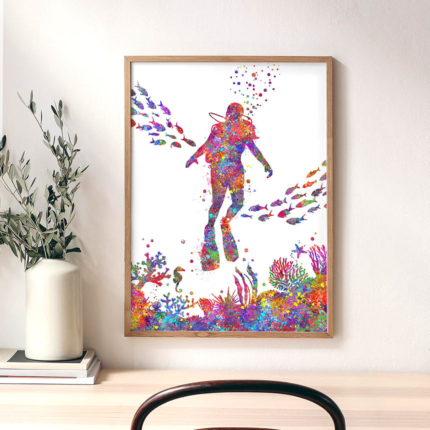 Female Scuba Diver Art Print