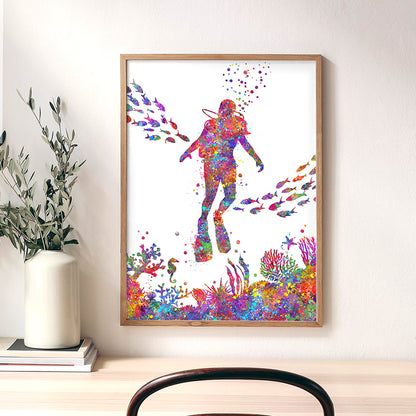 Female Scuba Diver Art Print