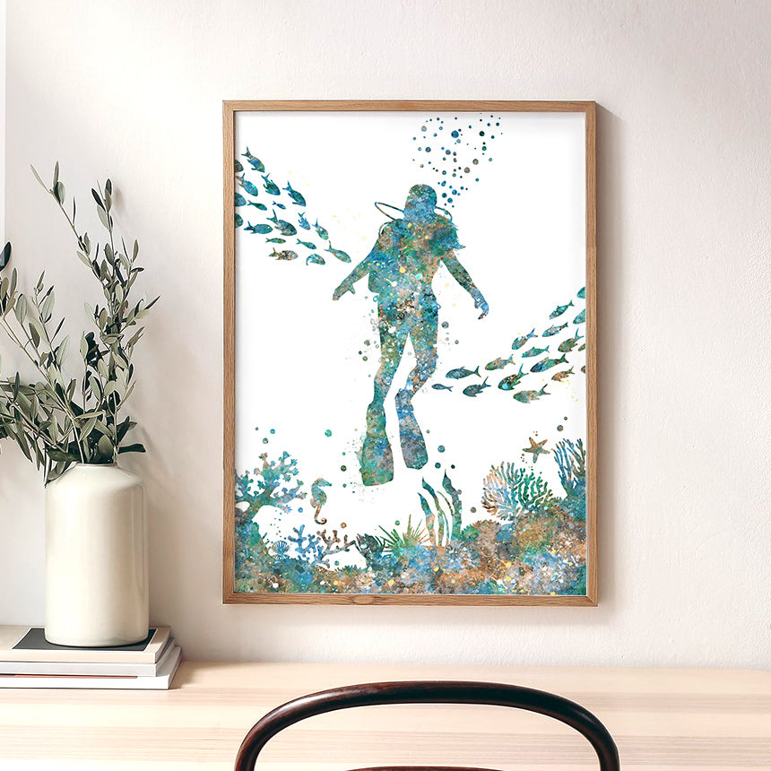 Female Scuba Diver Art Print