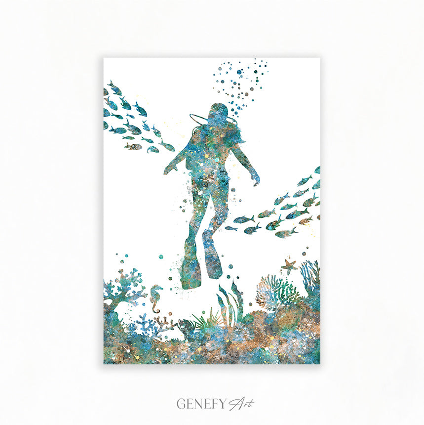 Female Scuba Diver Art Print