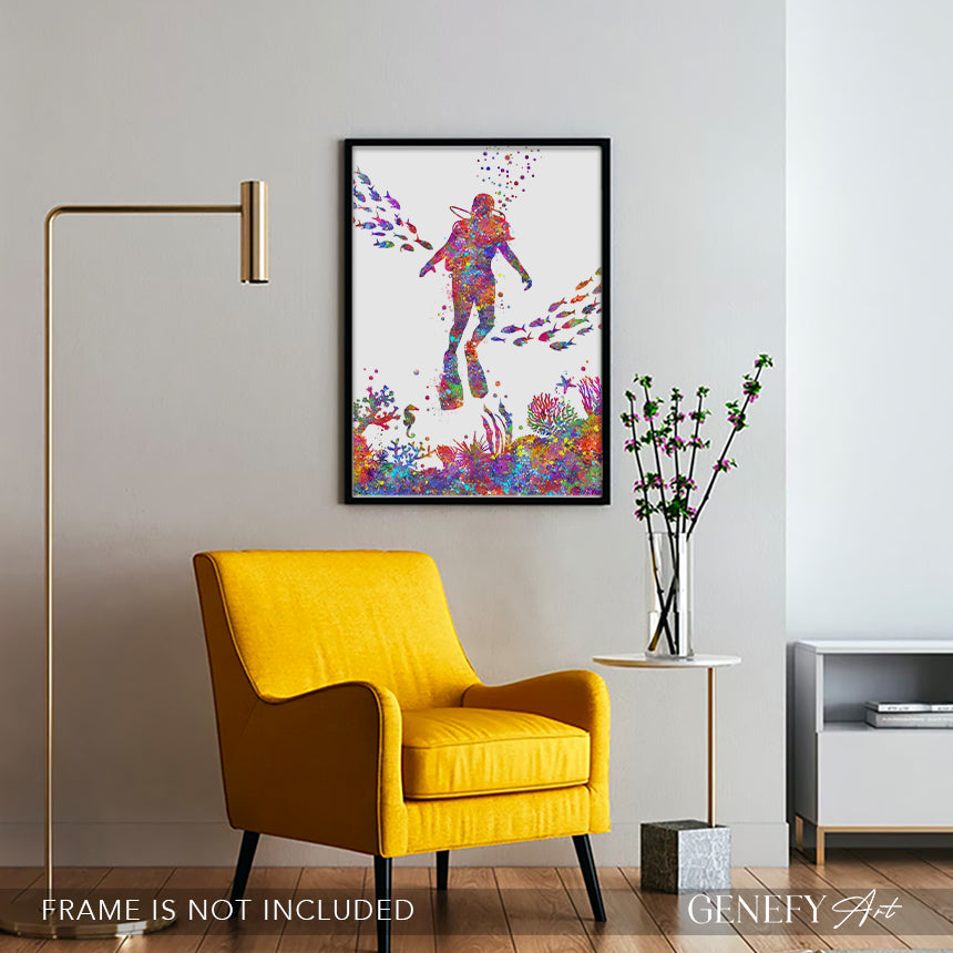 Female Scuba Diver Art Print