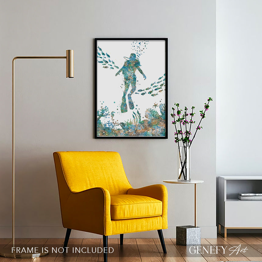 Female Scuba Diver Art Print