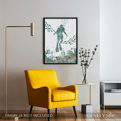 Female Scuba Diver Art Print