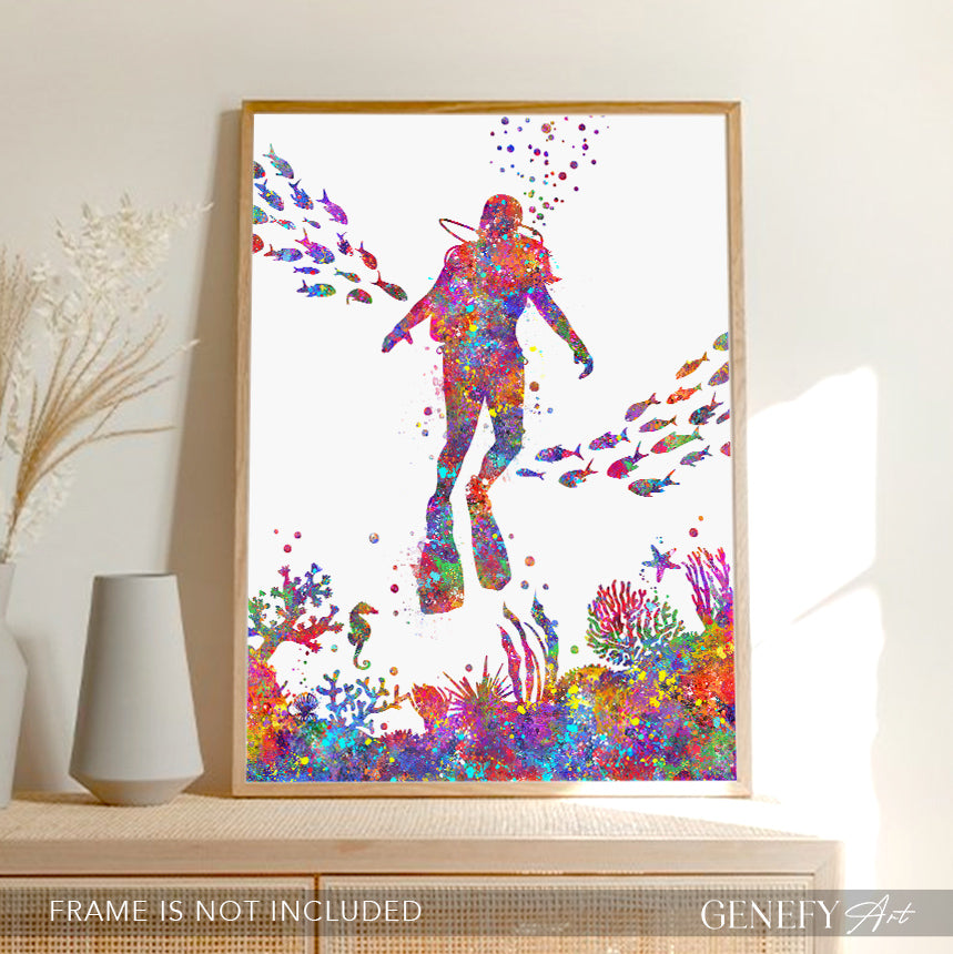 Female Scuba Diver Art Print
