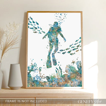 Female Scuba Diver Art Print