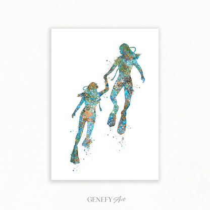 Two Female Scuba Divers Art Print