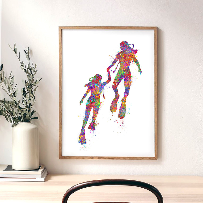 Two Female Scuba Divers Art Print
