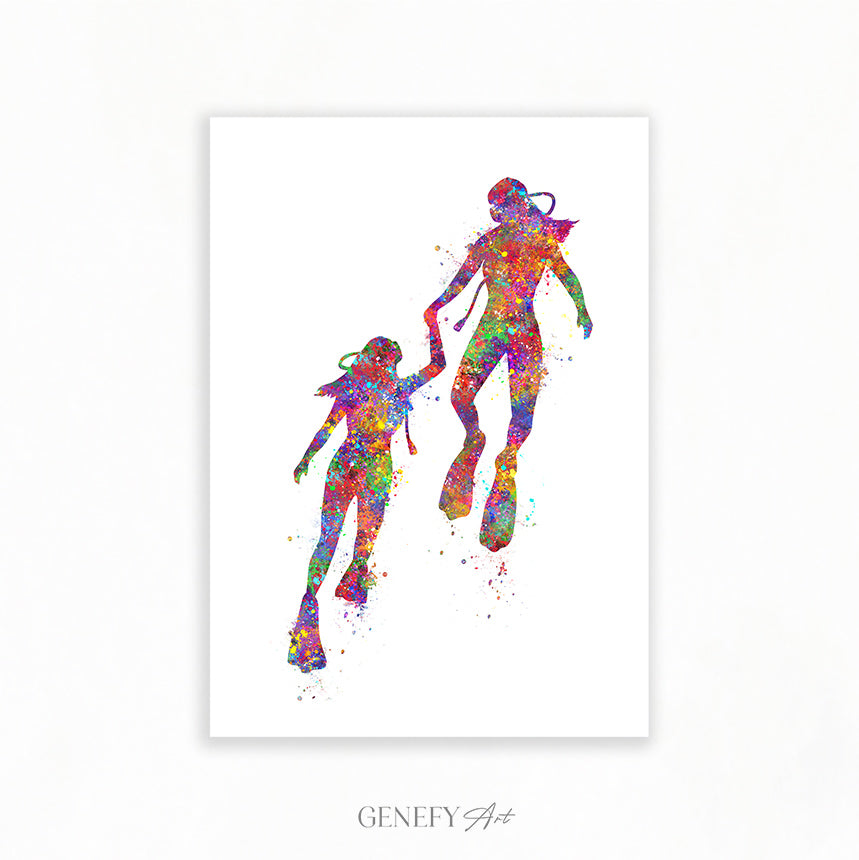 Two Female Scuba Divers Art Print