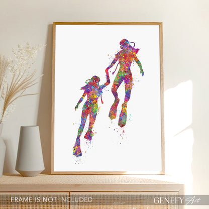 Two Female Scuba Divers Art Print
