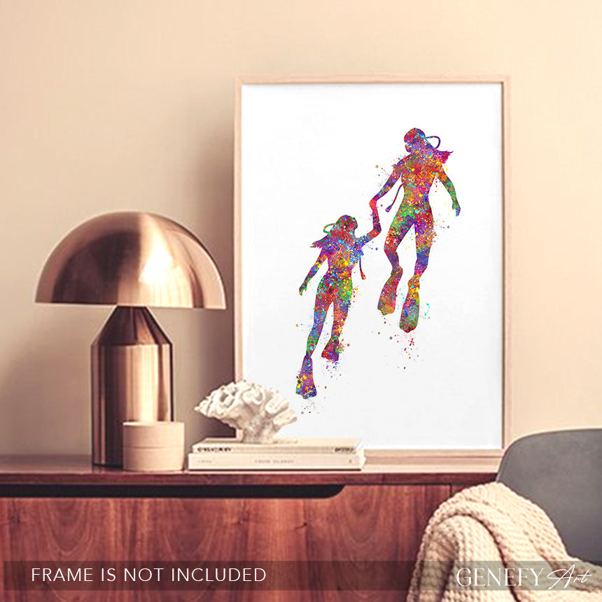 Two Female Scuba Divers Art Print