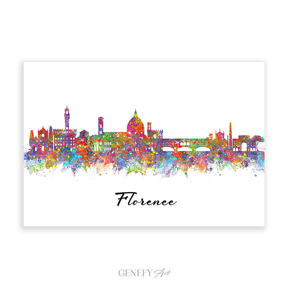 Florence Skyline Watercolour Print - Genefy Art