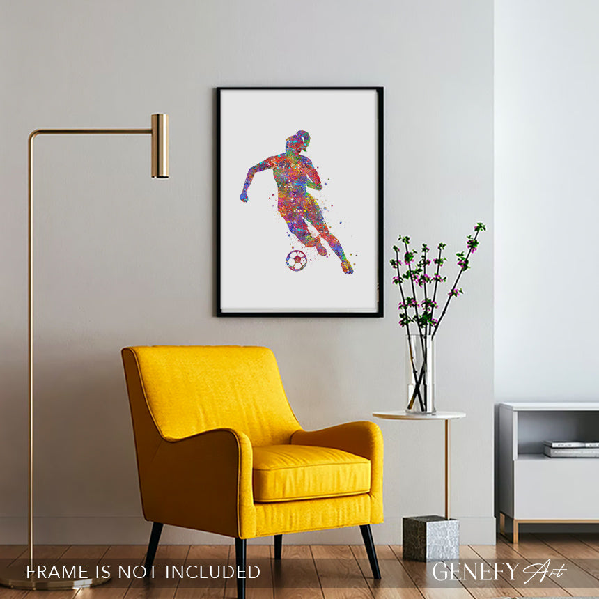 Football Art - Girl Dribbling Ball