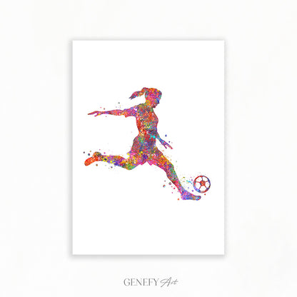 Football Art - Girl Kicking Ball