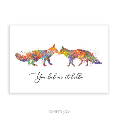 Fox Love Quote Watercolour Art Print