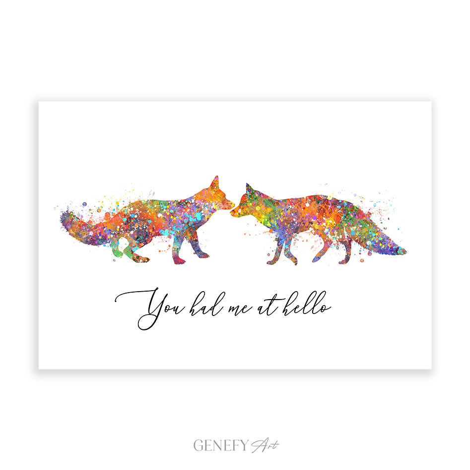 Fox Love Quote Watercolour Art Print