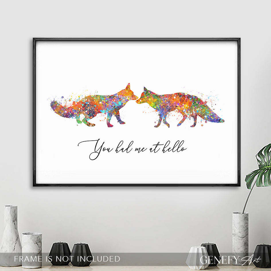 Fox Love Quote Watercolour Art Print