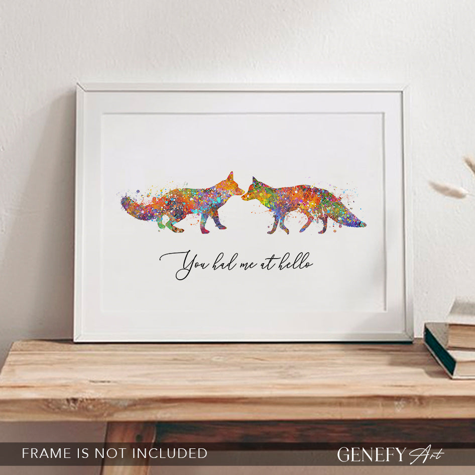 Fox Love Quote Watercolour Art Print