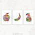 Fruits Kitchen Decor Set of 3 Watercolour Print - Apple Banana Pear Art Prints