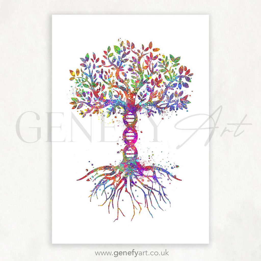 DNA Tree Watercolour Art Print