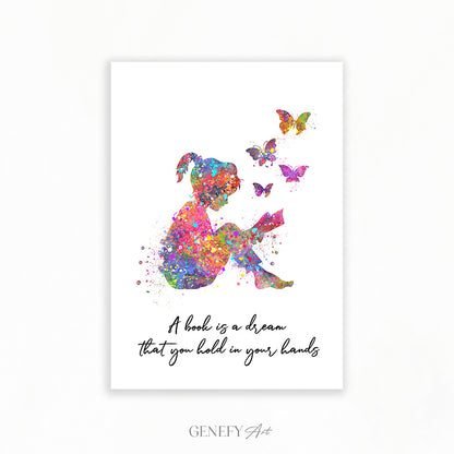 Girl Reading A Book Art Print