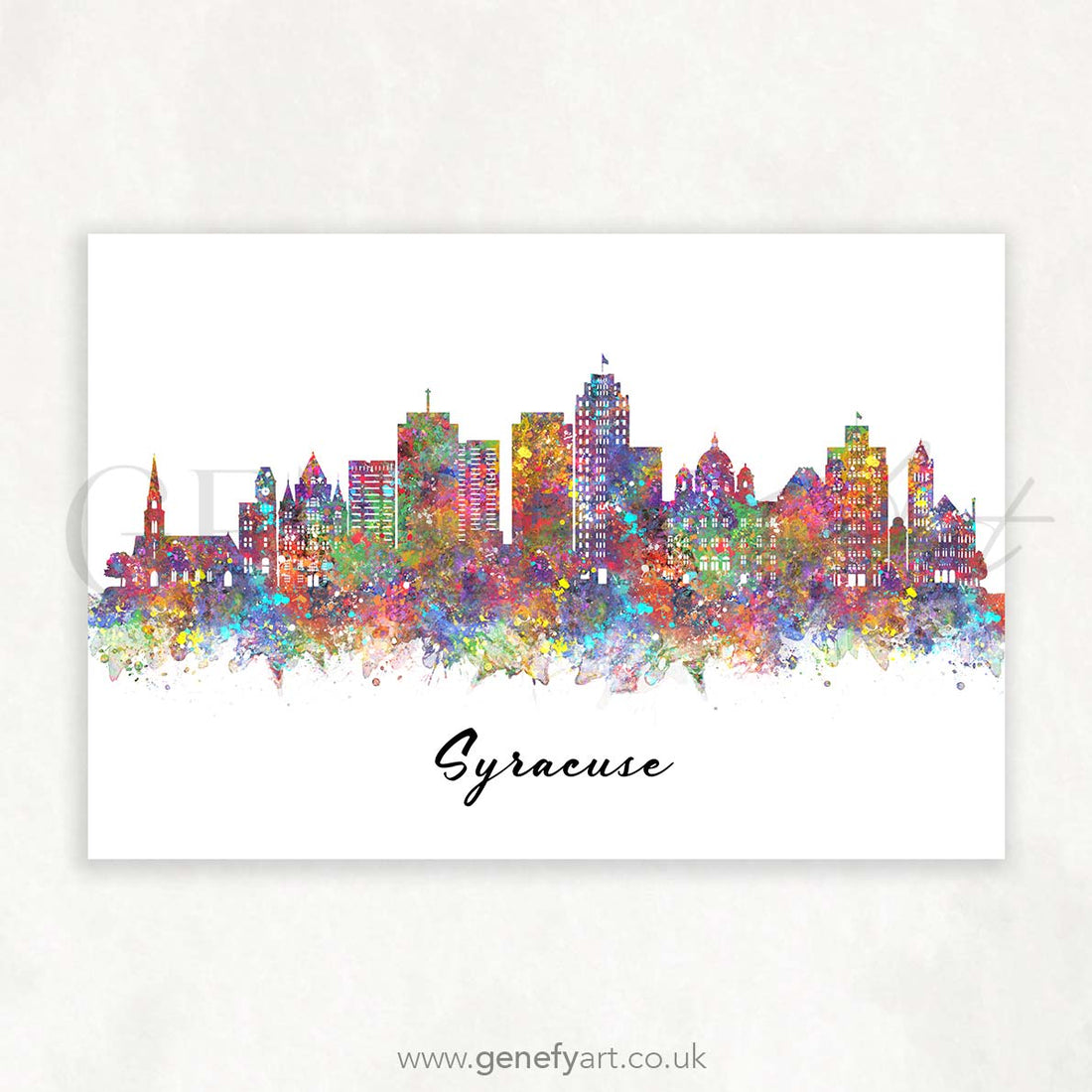 Syracuse Skyline Watercolour Print - Genefy Art