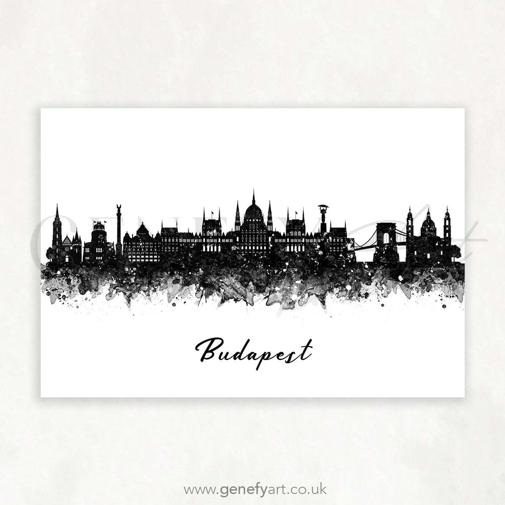 Budapest Skyline Watercolour Print - Genefy Art