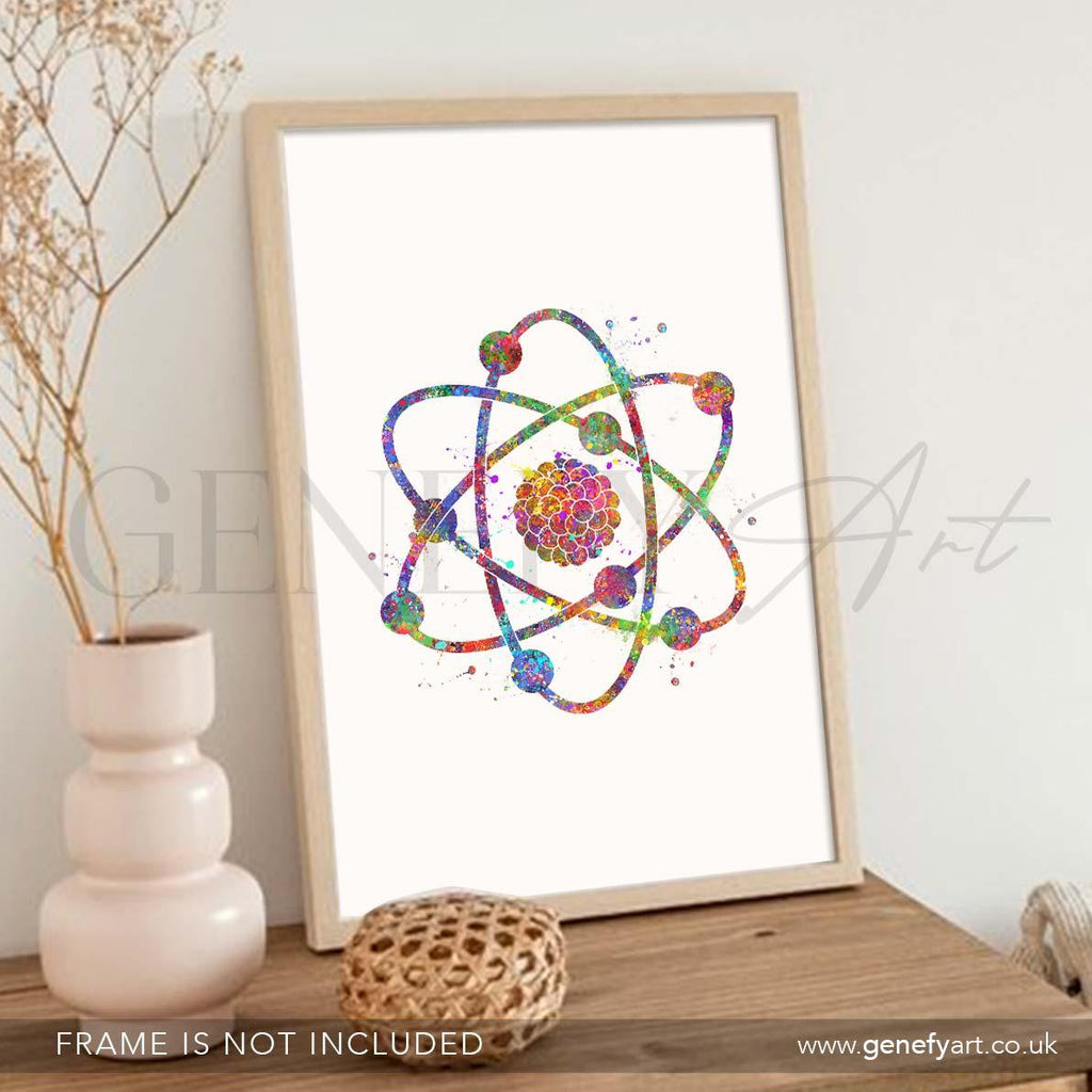 Atom Watercolour Art Print - Genefy Art