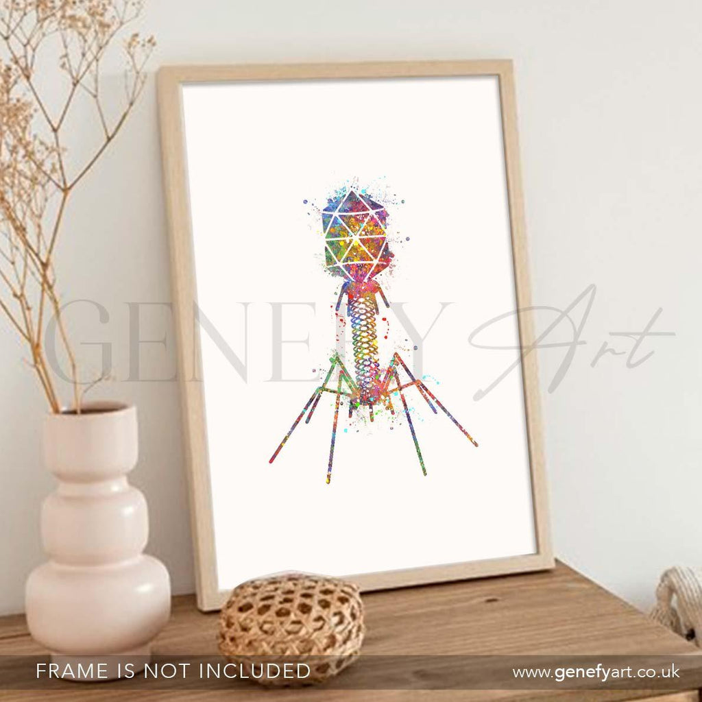 Bacteriophage Watercolour Art Print - Genefy Art