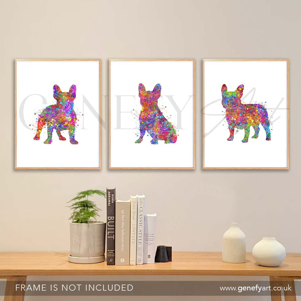 French Bulldog Set of 3 Watercolour Print - Genefy Art
