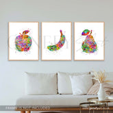 Fruits Kitchen Decor Set of 3 Watercolour Print - Genefy Art