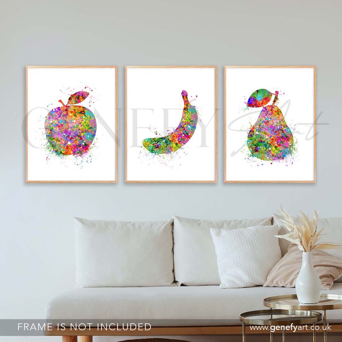 Fruits Kitchen Decor Set of 3 Watercolour Print - Genefy Art