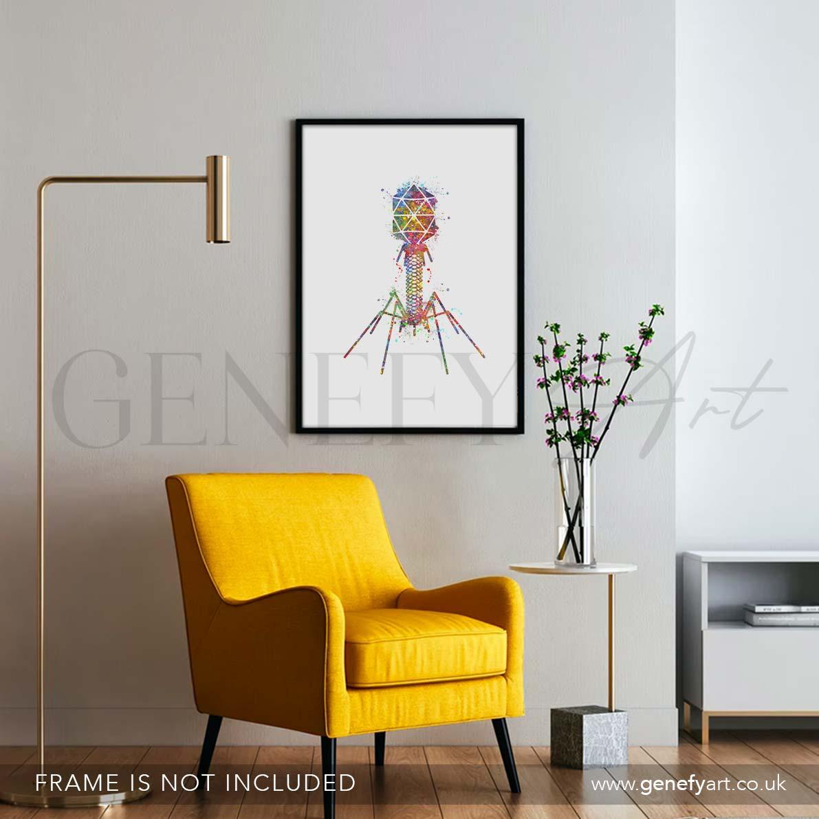Bacteriophage Watercolour Art Print - Genefy Art
