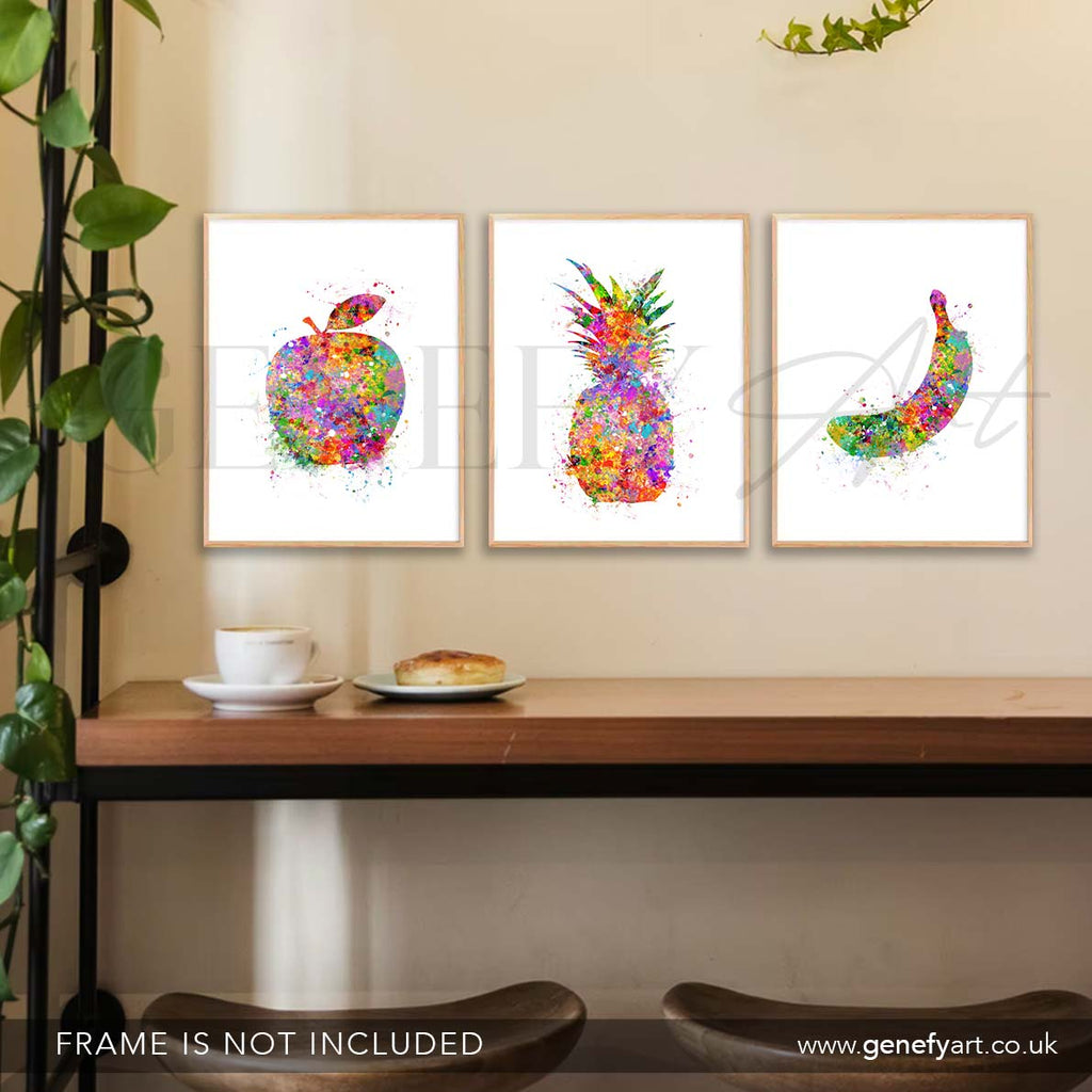 Fruits Kitchen Decor Set of 3 Watercolour Print - Genefy Art
