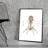 Bacteriophage Watercolour Art Print - Genefy Art