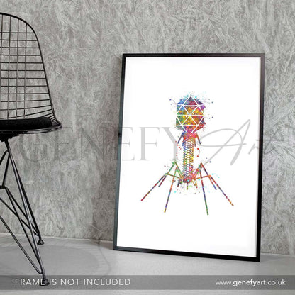 Bacteriophage Watercolour Art Print - Genefy Art