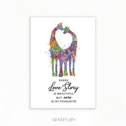 Giraffe Couple Watercolour Art