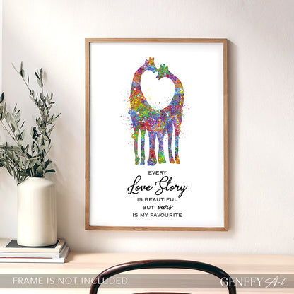 Giraffe Couple Watercolour Art