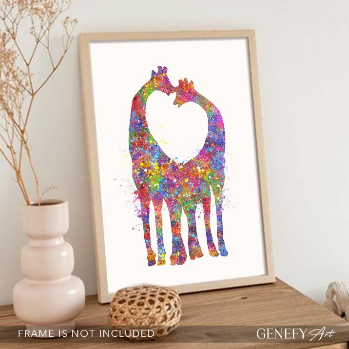 Giraffe Couple Watercolour Art