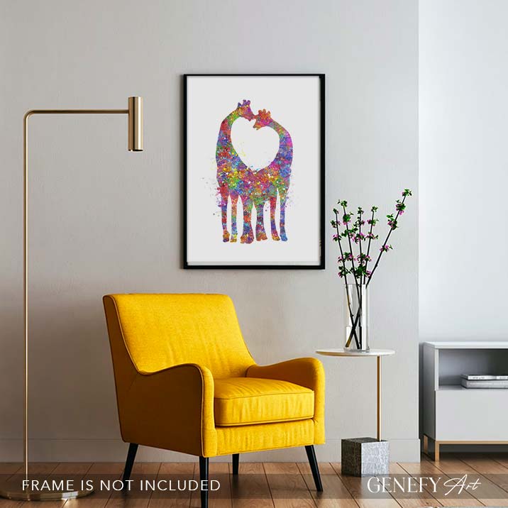 Giraffe Couple Watercolour Art