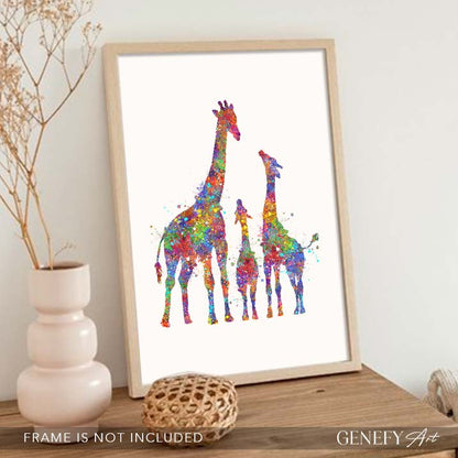 Giraffe Family  of 3 Watercolour Art