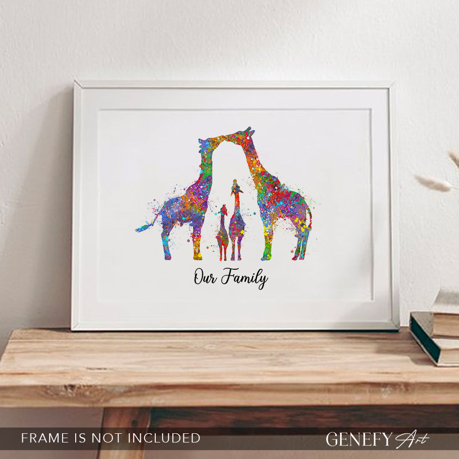 Giraffe Family  of 4 Watercolour Art