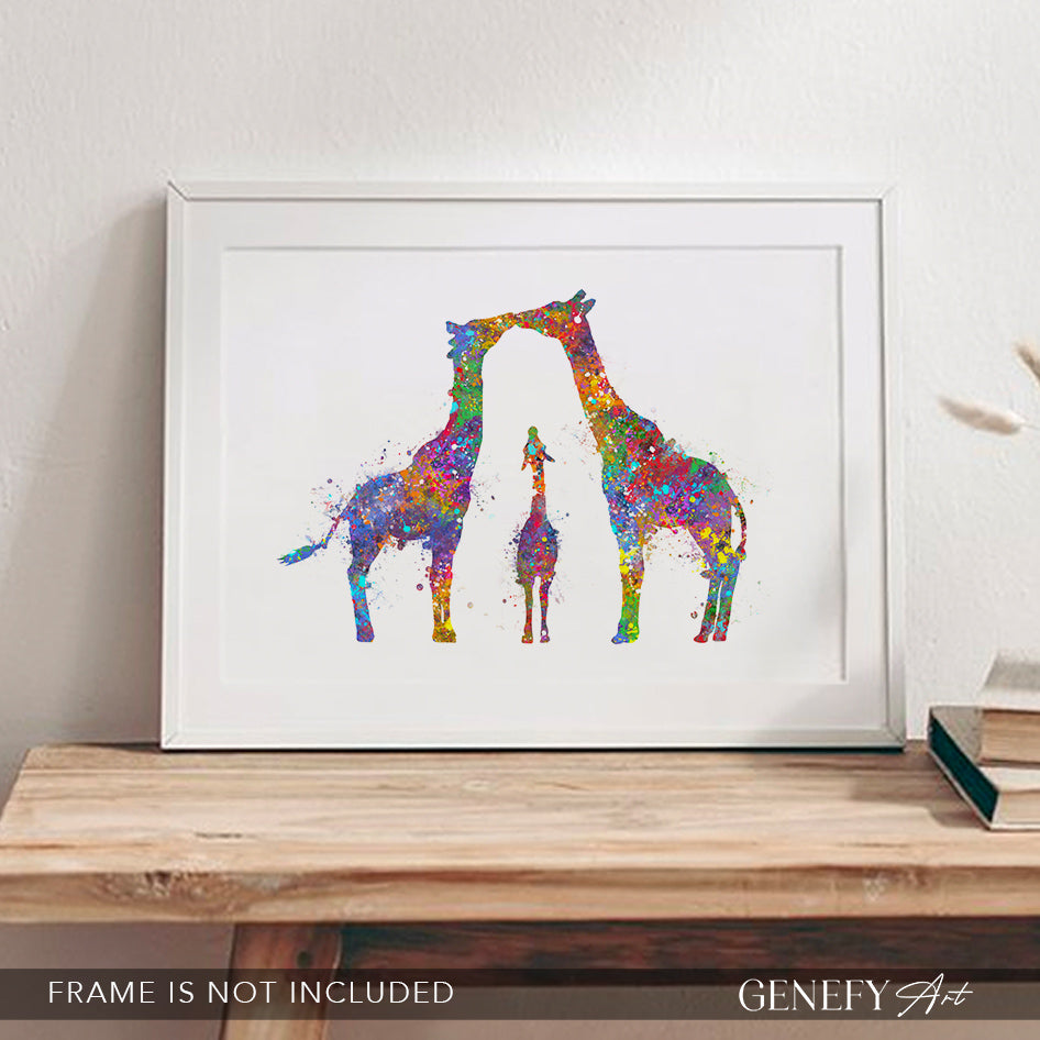 Giraffe Family  of 3 Watercolour Art