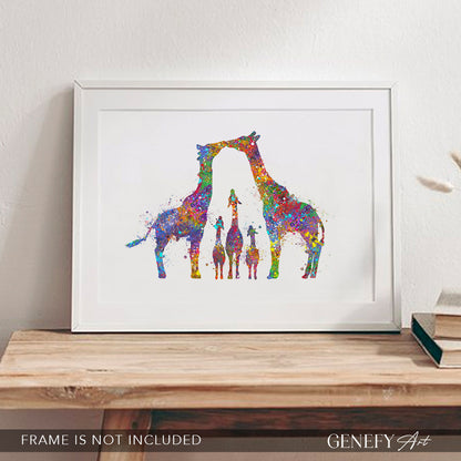 Giraffe Family  of 5 Watercolour Art