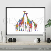 Giraffe Family Print Watercolour Art - Genefy Art