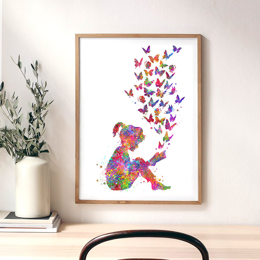 Girl Reading A Book Art Print