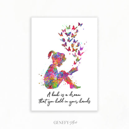 Girl Reading A Book Art Print